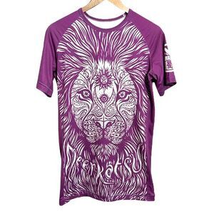 Meerkatsu Jiu-Jitsu Rash Guard L Lion Short Sleeve Purple MMA Mixed Martial Arts